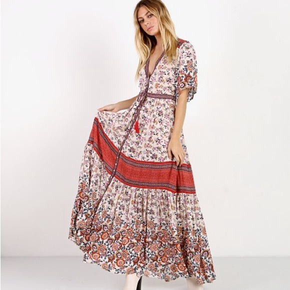Spell & Gypsy Elle Gown Rosewood Maxi Dress - Picture 1 of 9